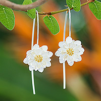Gold-accented drop earrings, 'Bright Chic Blossom' - Flower-Shaped Gold-Accented Sterling Silver Drop Earrings