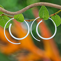Sterling silver drop earrings, 'Spiral Radiance' - Modern Sterling Silver Spiral Drop Earrings from Thailand