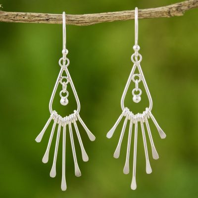 Sterling silver waterfall earrings, Silver Rain