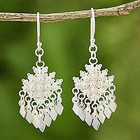 Sterling silver chandelier earrings Pikun Flowers Thailand