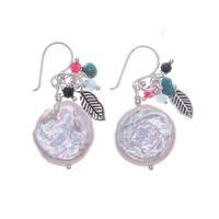 Cultured pearl and quartz dangle earrings, 'Ocean Berries' - Berry-Shaped White Cultured Pearl and Quartz Dangle Earrings