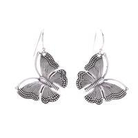 Sterling silver dangle earrings, 'New Flutter' - Thai-Made Butterfly-Themed Sterling Silver Dangle Earrings