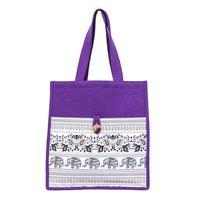 Cotton tote bag, 'Sagacious Thailand' - Thai Elephant-Themed Imperial Purple 100% Cotton Tote Bag