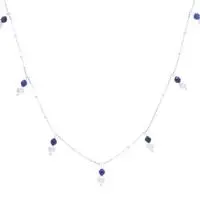 Cultured pearl and lapis lazuli charm necklace, 'Celestial Luster' - Silver Charm Necklace with Lapis Lazuli and Cultured Pearls