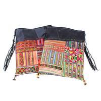 Leather-accented cotton blend sling bag, 'Posh Patchwork' - Thai Hill Tribe Patchwork Cotton Blend and Leather Sling Bag