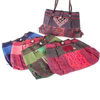 Leather-accented cotton blend tote bag, 'Hill Tribe Urban Chic' - Hill Tribe Woven Embroidered Cotton Blend Leather Tote Bag