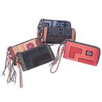 Leather-accented cotton blend wallet, 'Classic Grandeur' - Hill Tribe Handcrafted Leather-Accented Cotton Blend Wallet