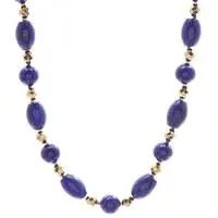 Gold-accented lapis lazuli and hematite beaded necklace, 'Dreaming in Blue' - Lapis Lazuli Hematite Beaded Necklace with Gold-Plated Clasp