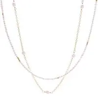 Gold-plated cultured pearl strand necklace, 'Luminous Duo' - Cultured Pearl Double-Strand Necklace with 24k Gold Plating