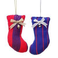 Rayon ornaments, 'Jolly Jingles' (set of 2) - Christmas Stocking-Shaped 2-Piece 100% Rayon Ornament Set