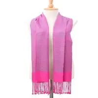 Rayon scarf, 'Azalea Pulse' - Handwoven Azalea 100% Rayon Scarf with a Zigzag Pattern