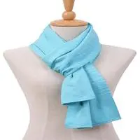 Rayon scarf, 'Aqua Rhythm' - Artisan-Made Aqua Turquoise 100% Rayon Scarf from Thailand