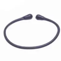 Leather cuff bracelet, 'Black Essential' - Minimalist Adjustable Leather Cuff Bracelet in Black Shade