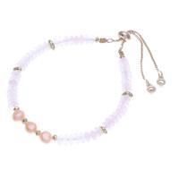 Multi-gemstone beaded bracelet, 'Triple Sweetness' - Multi-Gemstone Peach Pearl Beaded Bracelet in Pink Hues