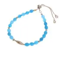 Blue quartz beaded bracelet, 'True Fish' - Ocean-Inspired Blue Quartz Beaded Bracelet with Fish Pendant