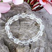 Quartz beaded stretch bracelet, 'Crystalline Flair' - Clear Quartz Beaded Stretch Bracelet Handmade in Thailand