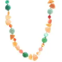 Multi-gemstone beaded necklace, 'Energizing Vibes' - Aventurine Chalcedony Carnelian Quartz Glass Beaded Necklace