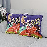 Cotton cushion covers Dreaming of Birds pair Thailand