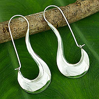Sterling silver hoop earrings Reflective Crescent Thailand