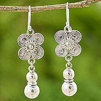 Sterling silver floral earrings Siamese Beauty Thailand