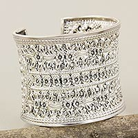 Sterling silver cuff bracelet Lanna Moonbeams Thailand