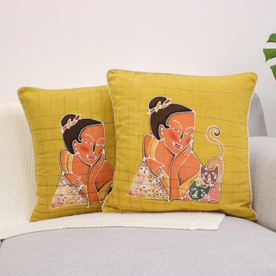 Cotton cushion covers, 'Vivacious' (pair) - Cotton cushion covers (Pair)