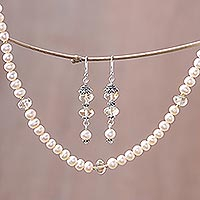 Pearl and citrine jewelry set Pink Lemons Thailand