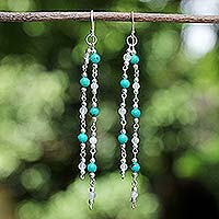 Rainbow moonstone waterfall earrings Blue Rain Thailand