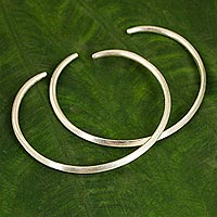Sterling silver cuff bracelets Moonbeams pair Thailand