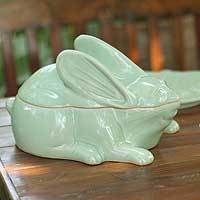Celadon ceramic container,