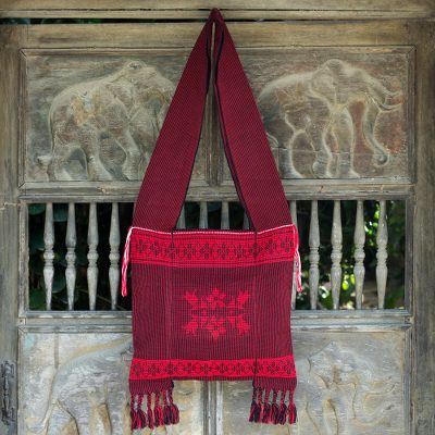 Cotton shoulder bag, Crimson Wilderness