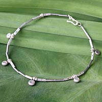 Silver anklet, Dainty Blossoms