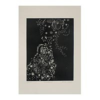 'Beauty in the Form of Nature' - Thai Black and White Etching Print of Flowers and Insects