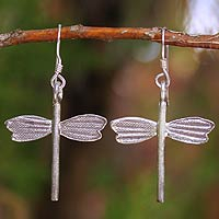 Silver dangle earrings, 'Dragonfly Dreams' - Silver dangle earrings