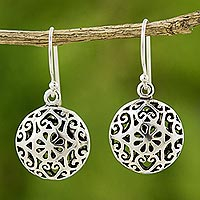 Sterling silver dangle earrings, 'Medallion' - Handmade Sterling Silver Dangle Earrings