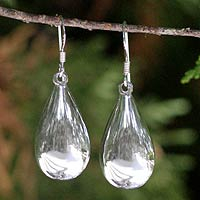 Sterling silver dangle earrings, 'Moon Teardrops' - Sterling Silver Dangle Earrings from Thailand