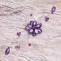 Amethyst brooch pin Lilac Bouquet Thailand