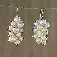 Pearl cluster earrings River Grapes Thailand