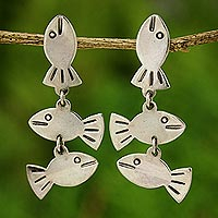 Silver dangle earrings Silver Fishies Thailand