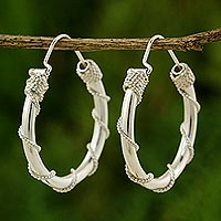 Sterling silver hoop earrings, 'Nautical Hoops' - Fair Trade Sterling Silver Hoop Earrings