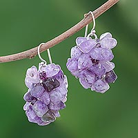Amethyst cluster earrings Lilac Thailand