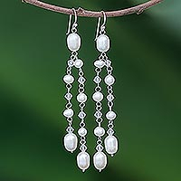 Featured review for Cultured pearl waterfall earrings, Shimmering Perfection