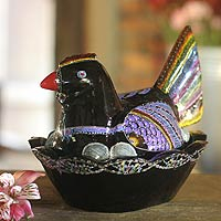 Lacquered wood box Comfy Hen Thailand