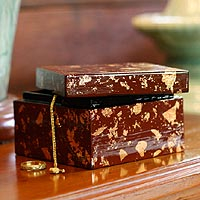 Lacquered wood jewelry box Golden Land Thailand