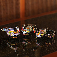 Lacquered wood boxes Wild Ducks set of 3 Thailand