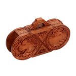 Wood backgammon set, 'Lion Meets Bull' - Wood backgammon set