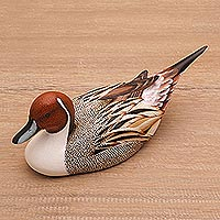 Wood statuette, 'Pintail Duck'