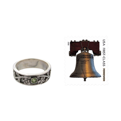 anillo de banda de peridoto - Anillo de plata de ley y peridoto