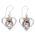 Garnet dangle earrings, 'My Heart and Yours' - Heart Shaped Garnet Sterling Silver Earrings thumbail
