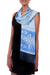 Silk batik scarf, 'Sky Blue Blossom' - Batik Silk Scarf from Indonesia (image 2b) thumbail